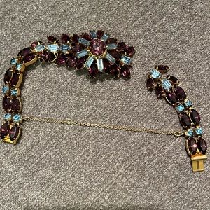 Kramer of New York amethyst and aquamarine rhinestone bracelet